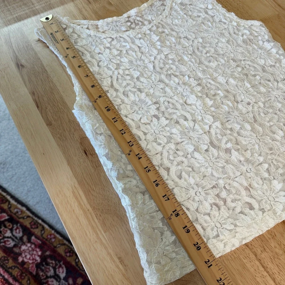Vintage Cinema Etoile Floral Lace Sheer Tank Top Size M Ivory Fairy Whimsigoth - Picture 7 of 8
